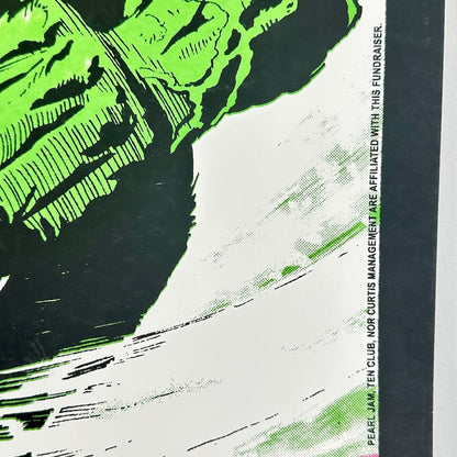 Abstract design with green and black elements on a white background