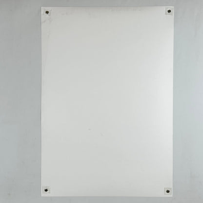 Backside of poster on white background. 