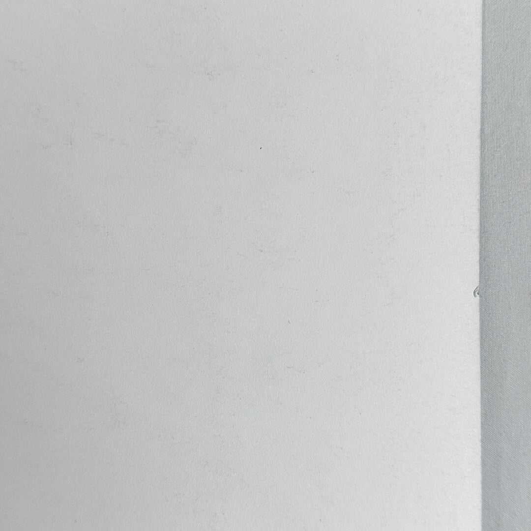 Spot of edge wear from reverse side on white background. 