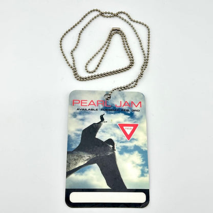 Pearl Jam album cover with a person jumping, chain, and 'Yield' sign on a white background