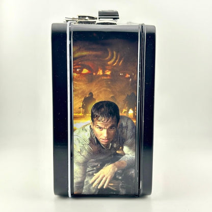 Side view of metal lunchbox with Mark Wahlberg and an Ape from Planet of the Apes movie.