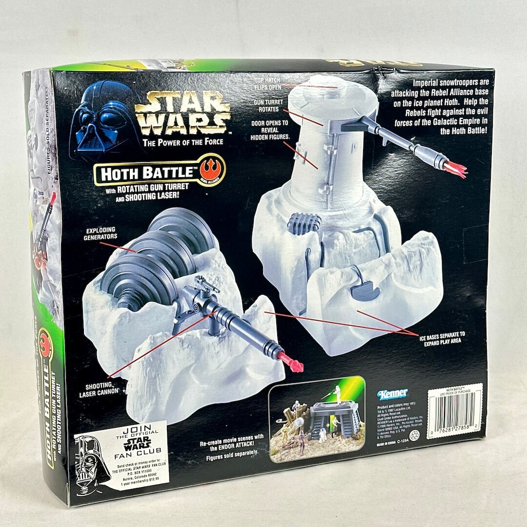 Star Wars Hoth Battle toy set packaging with figures and gun turret.