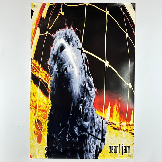 Poster of a sheep with fiery background and 'Pearl Jam' branding