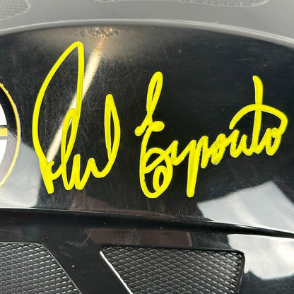 Yellow signature on a black surface