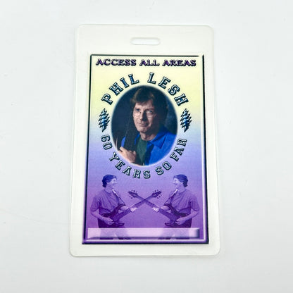 Laminated card with portrait of Phil Lesh surrounded by text, "Phil Lesh, 60 Years So Far"