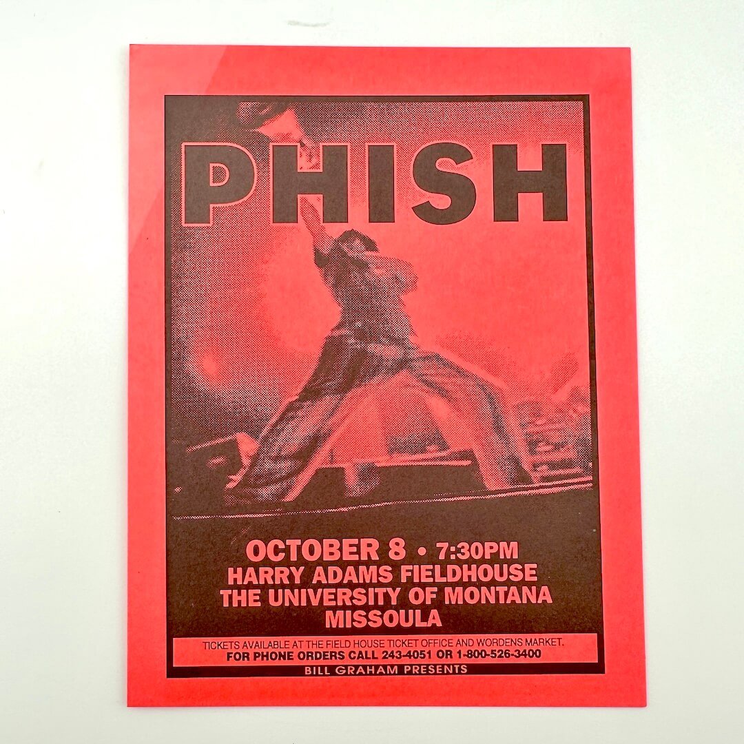 Promotional poster for Phish concert at Harry Adams Fieldhouse, University of Montana, Missoula.