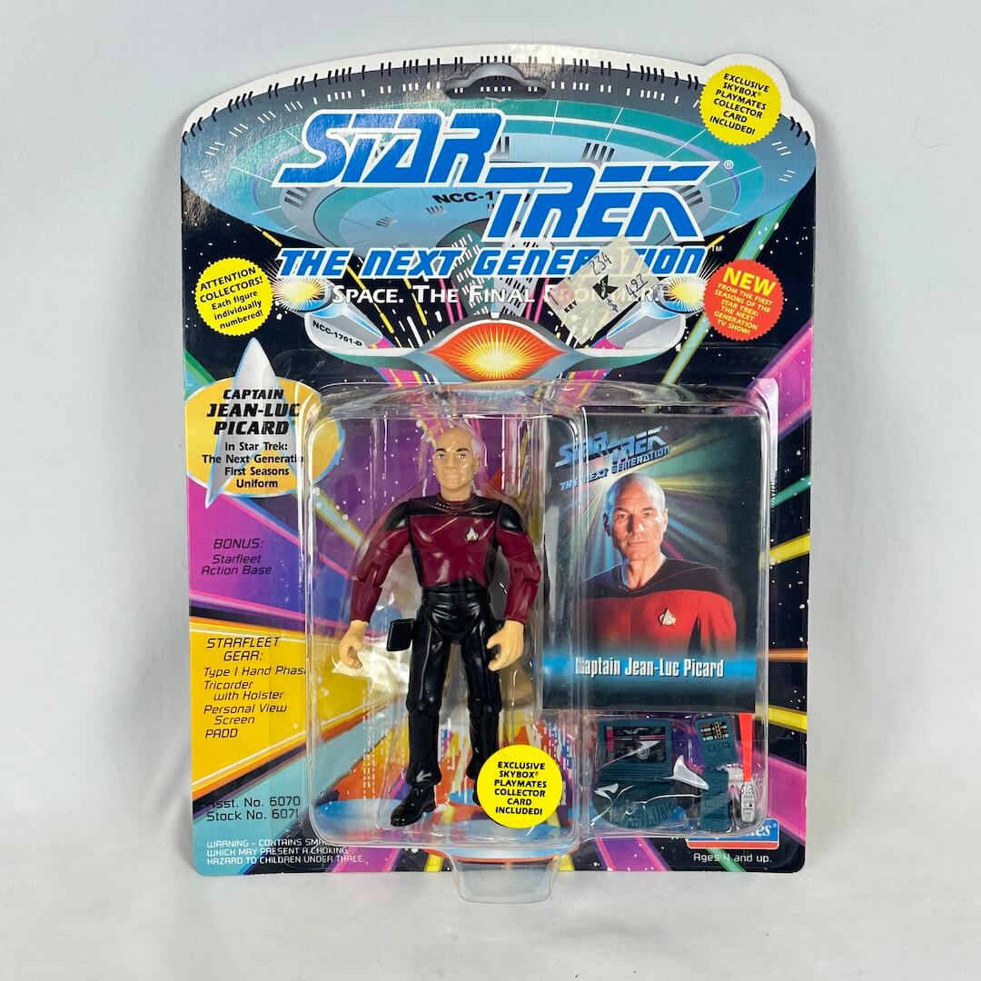 Star Trek action figure in packaging on a gray background