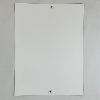 Backside of poster on white background. 