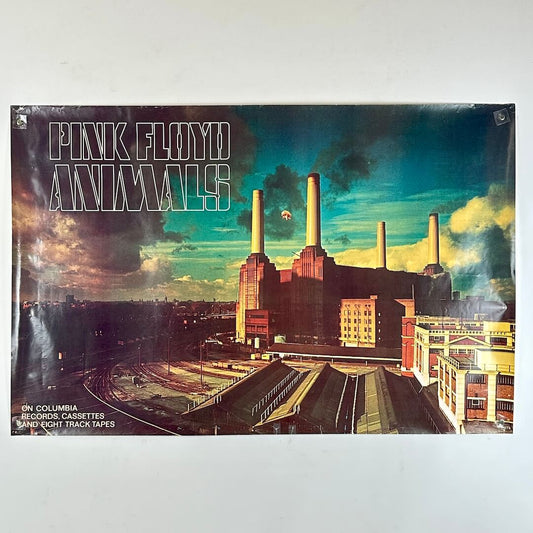 Pink Floyd 'Animals' album cover poster with industrial scene and album name.