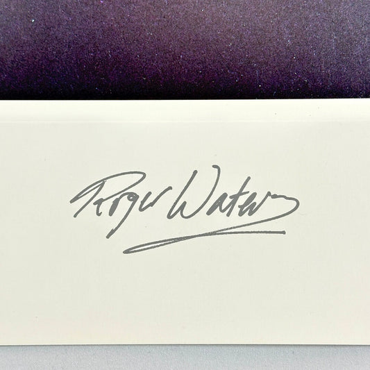Close up of Roger Waters printed signature. 