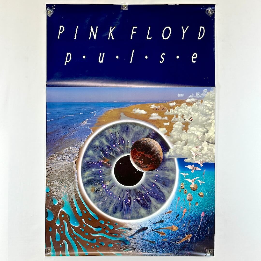 Poster of Pink Floyd 'pulse' album cover with eye design and ocean scene