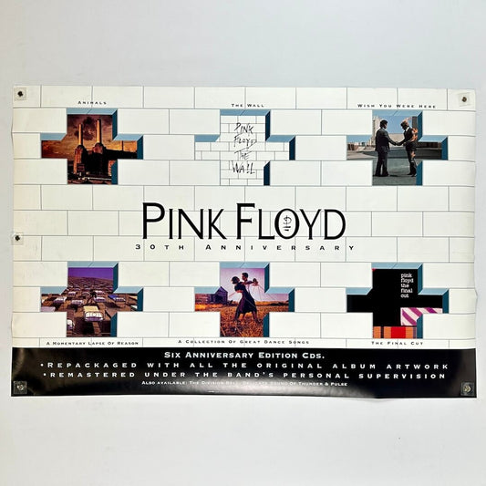 Pink Floyd album cover with collage of images and text on a white background
