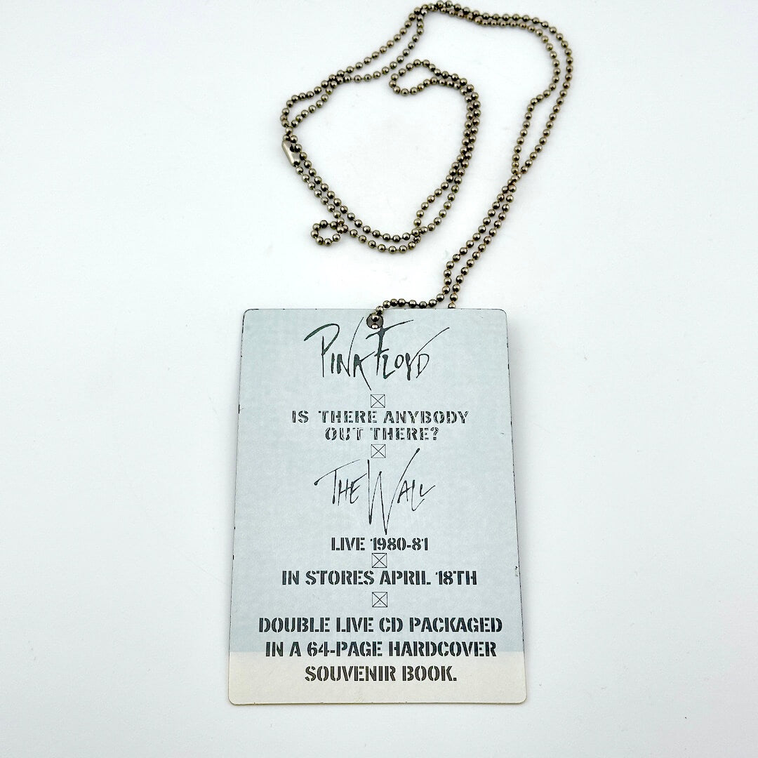 Promotional tag for Pink Floyd's 'The Wall' live album on a white background