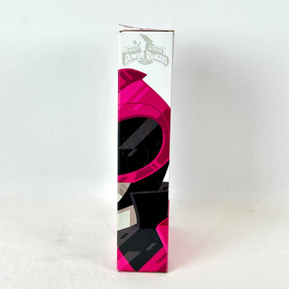 Side view of packaging with illustration of Pink Ranger below Power Rangers logo. 