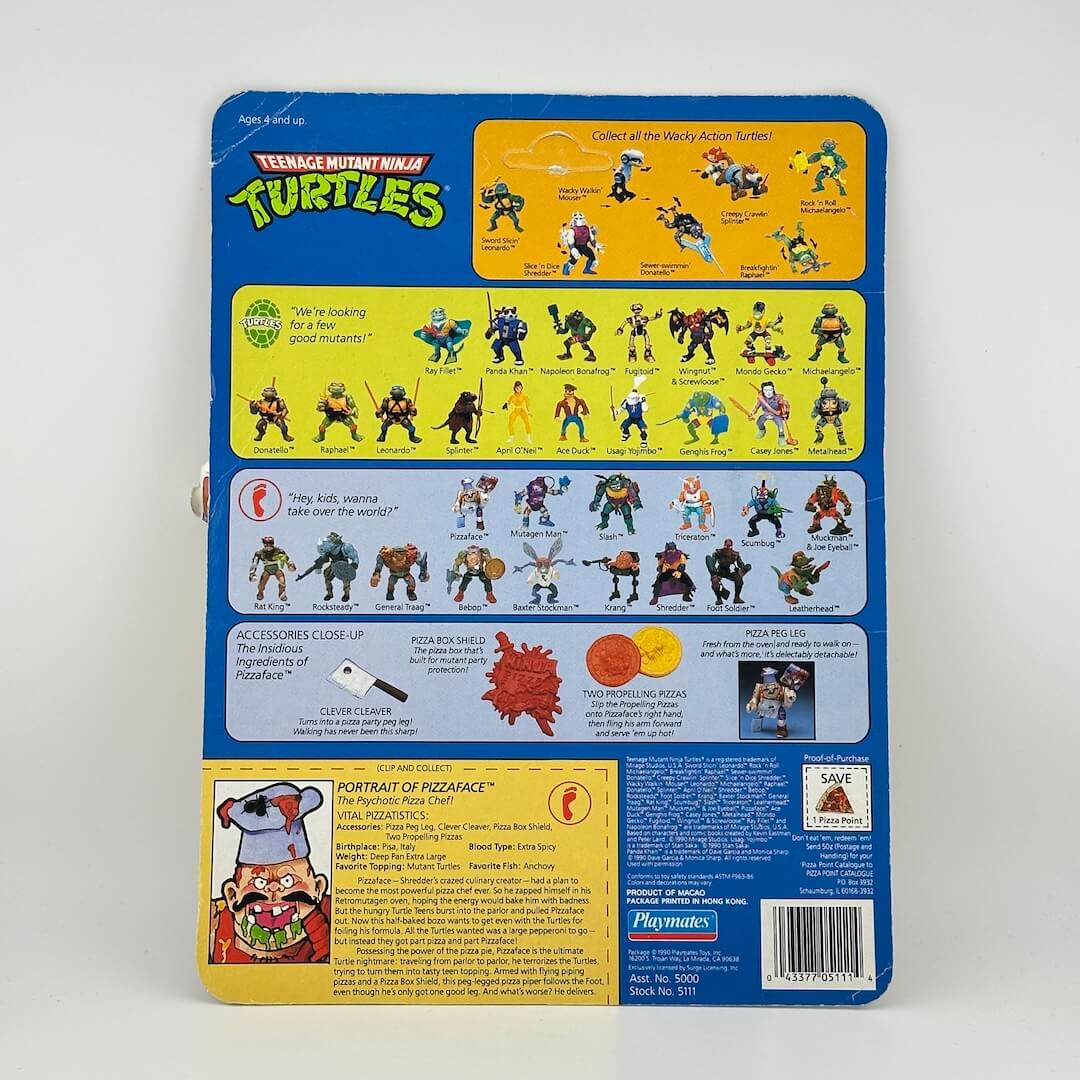 Cardboard backing picturing other character figures available, character portrait, & manufacturing & copyright information.