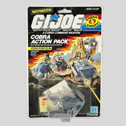 Vintage G.I. Joe Cobra Action Pack toy in packaging on a light gray background