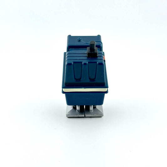 Blue robot toy on a white background