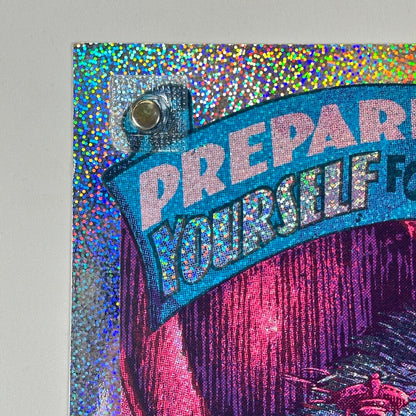 Top left corner of poster showing no damage to face, corner or edges. 