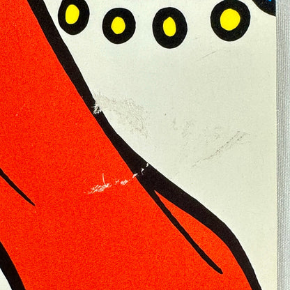 Close up of imperfection of poster. Small scuff. 