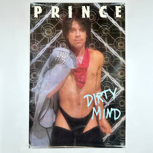 Album cover of 'Dirty Mind' by Prince with a stylized design and text.
