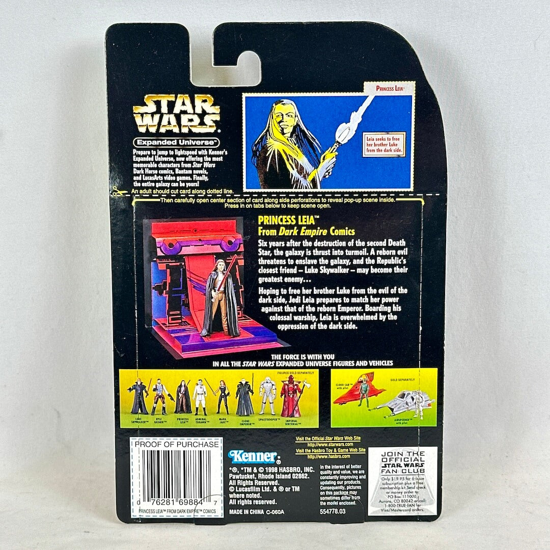 Star Wars action figure packaging with character illustration and text on a white background