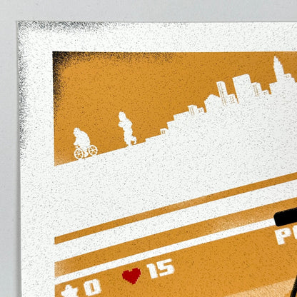 Upper left corner of print with sharp corner and undamaged edges. 