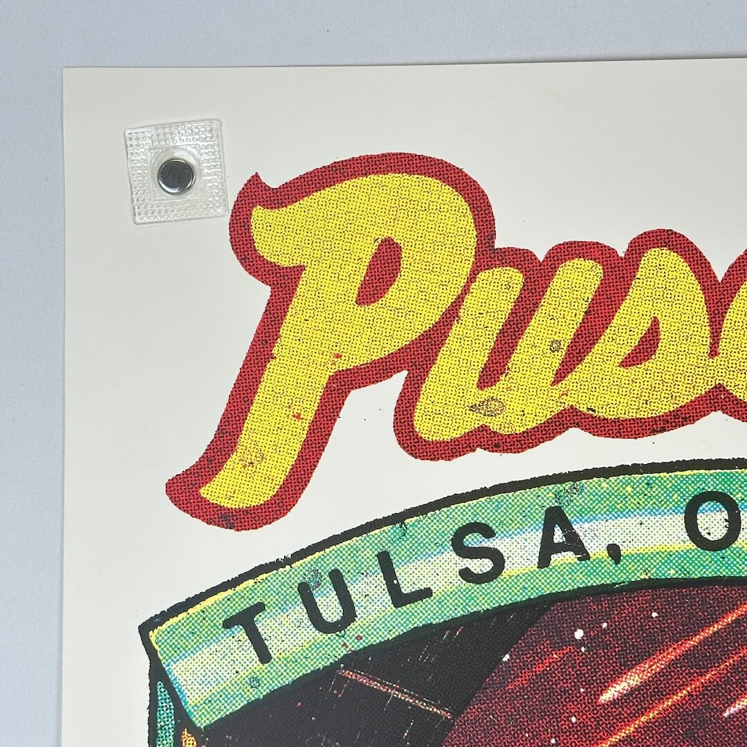 Top left corner of poster showing no damage to face, corner or edges. 
