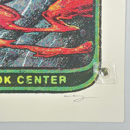 Bottom right corner of poster showing no damage to face, corner or edges. Artist signature in pencil at corner of design.