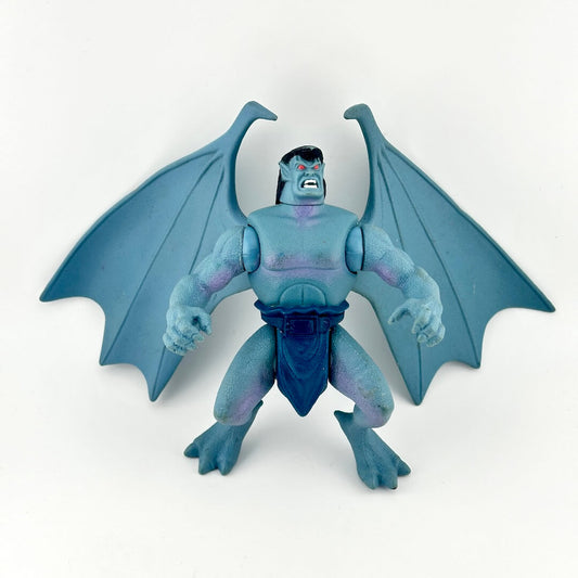 Blue winged gargoyle action figure from Disney show on white background. 