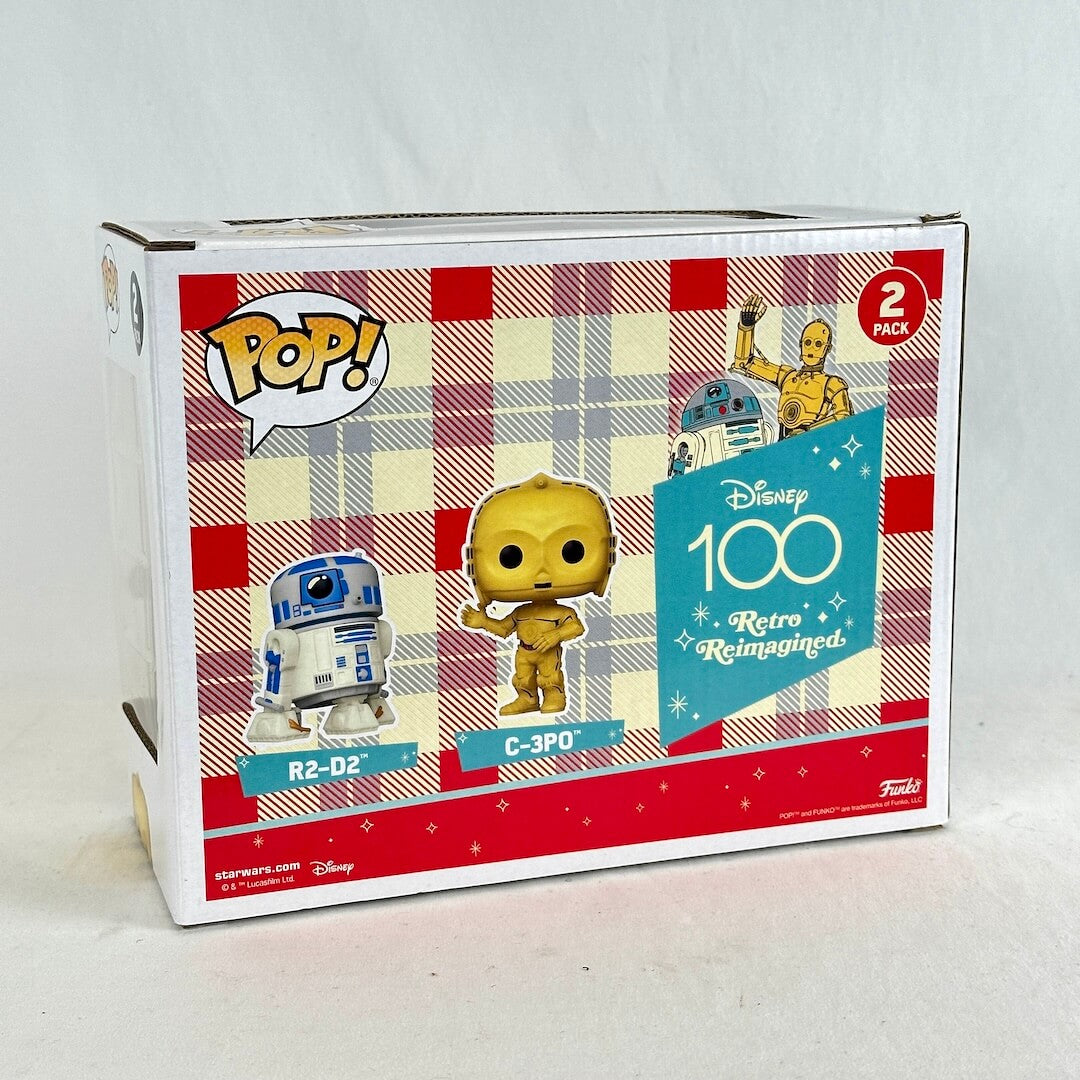 Funko Pop! Disney 100th Anniversary Retro Reimagined 2-pack box featuring C-3PO and R2-D2.