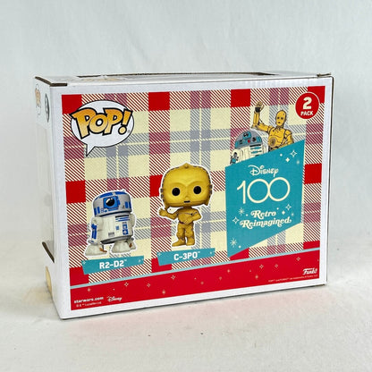 Funko Pop! Disney 100th Anniversary Retro Reimagined 2-pack box featuring C-3PO and R2-D2.