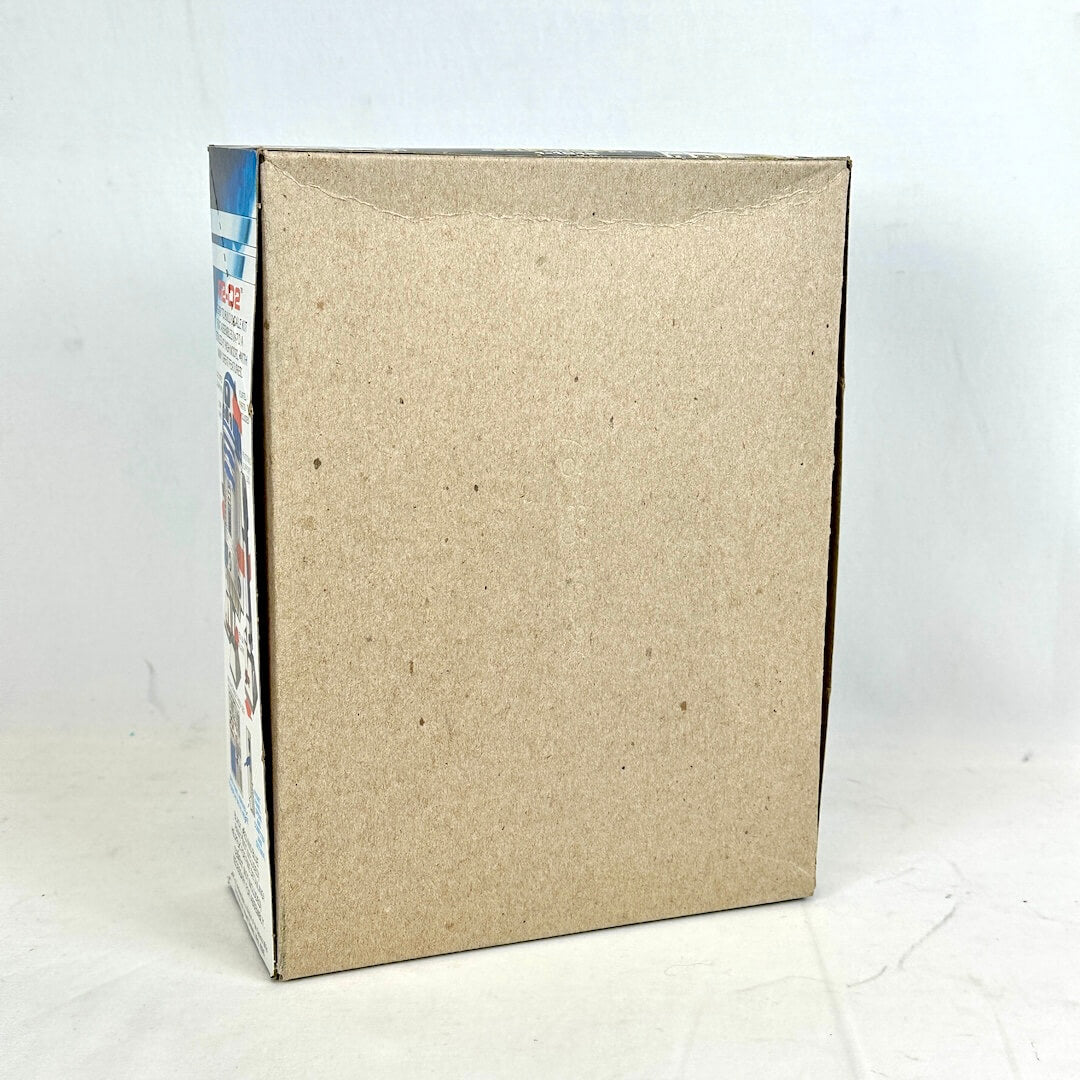 Cardboard box with a visible brand logo on a white background