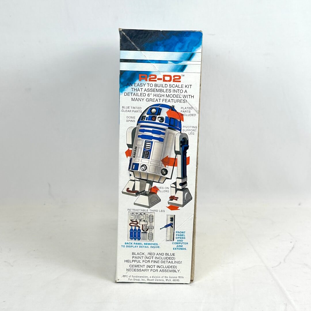 Model kit box for R2-D2 from Star Wars on a white background