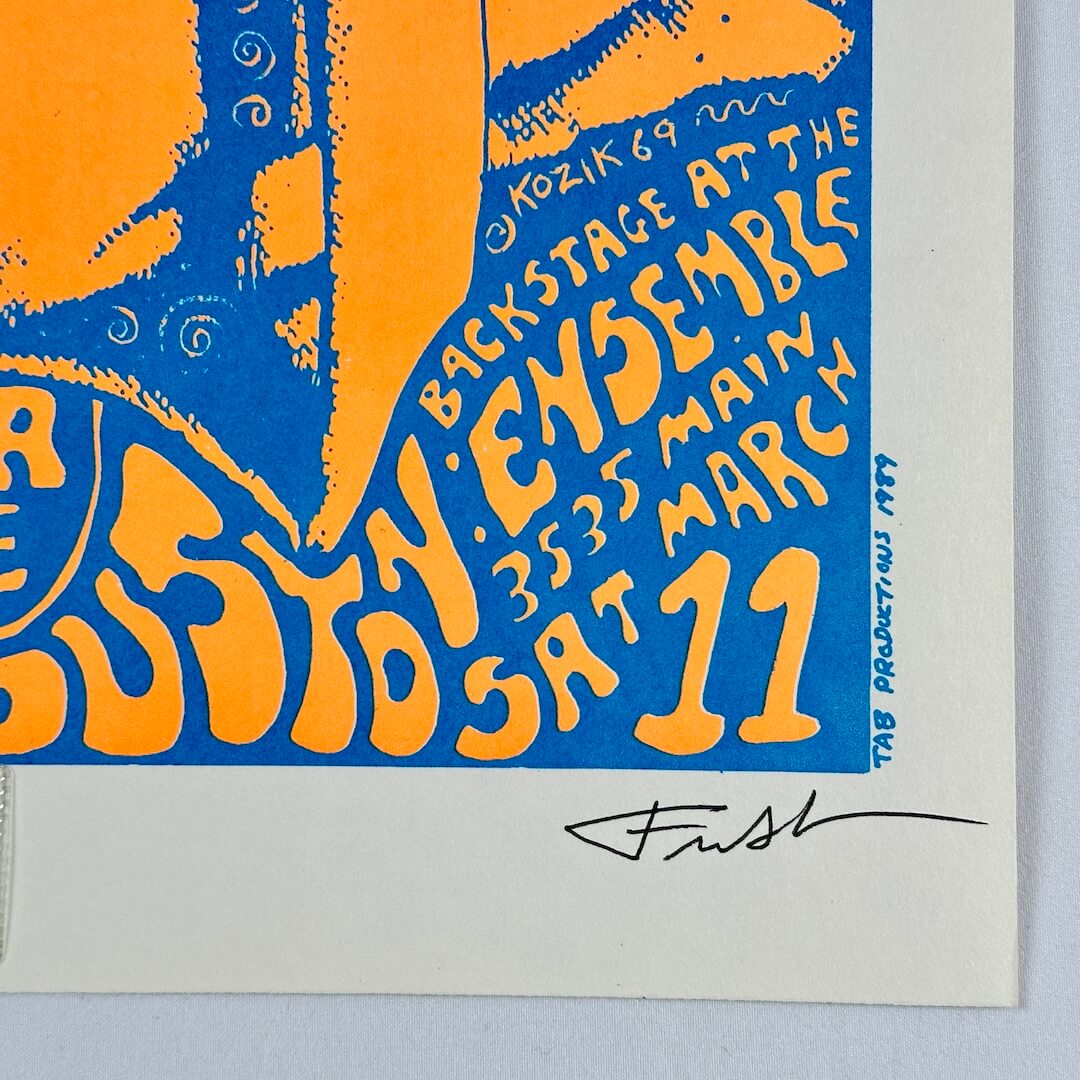 Bottom right corner featuring artist signature in black pen. 