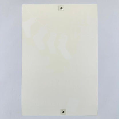 Backside of white poster showing zero damage and pristine condition, against white background. 