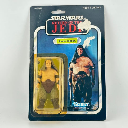 Vintage Star Wars Rancor Keeper action figure packaging on a white background