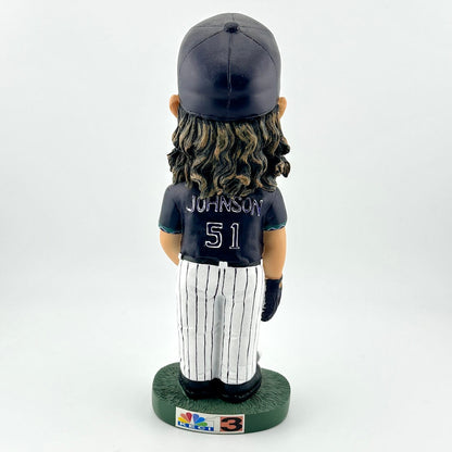 Bobblehead figure of a baseball player wearing a navy uniform with 'Johnson' and number '51'.