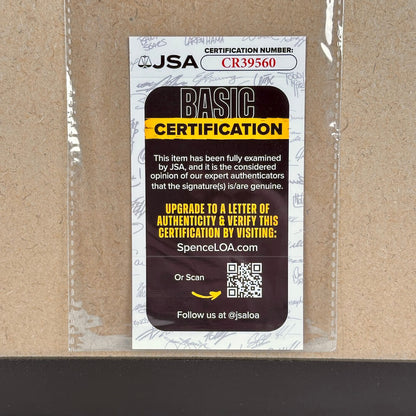 A JSA Basic Certification card inside a clear plastic sleeve.