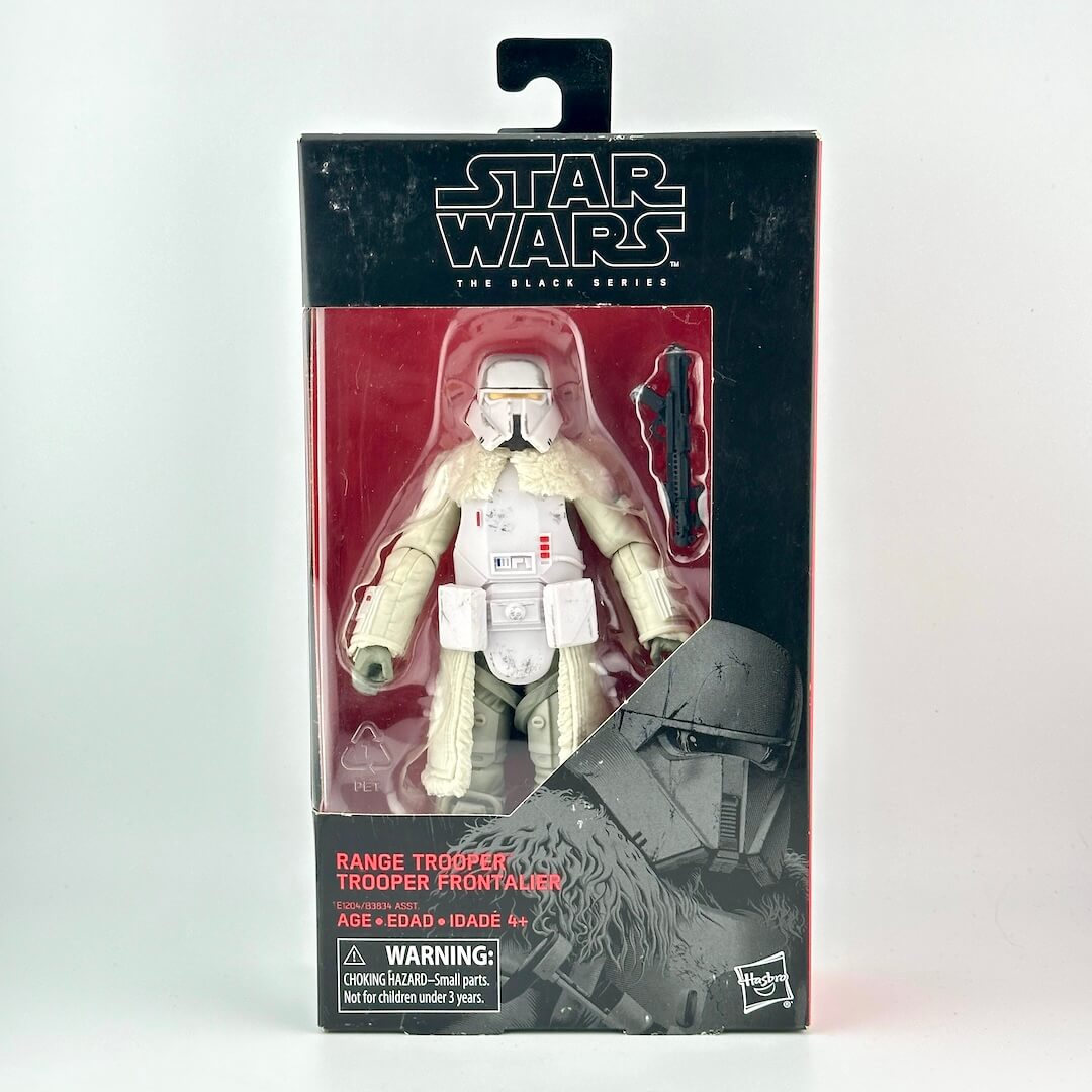 Star Wars The Black Series Hasbro 6-inch Range Trooper action figure in its original window box packaging.