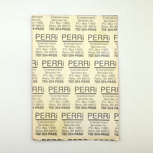 Backside of pass showing intact paper backing and mint condition. 