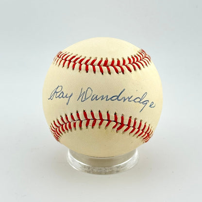 Baseball with 'Ray Dandridge' signature on a white background