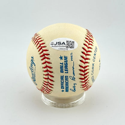 Baseball with a label on a white background