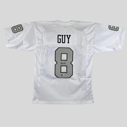 White sports jersey with 'GUY' and number '8' on a white background