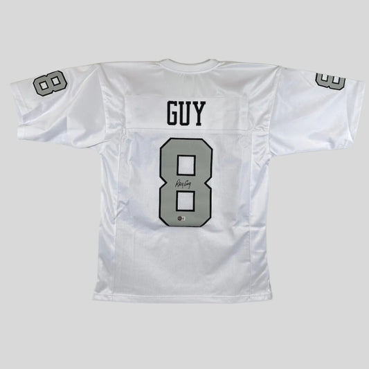 White sports jersey with 'GUY' and number '8' on a white background