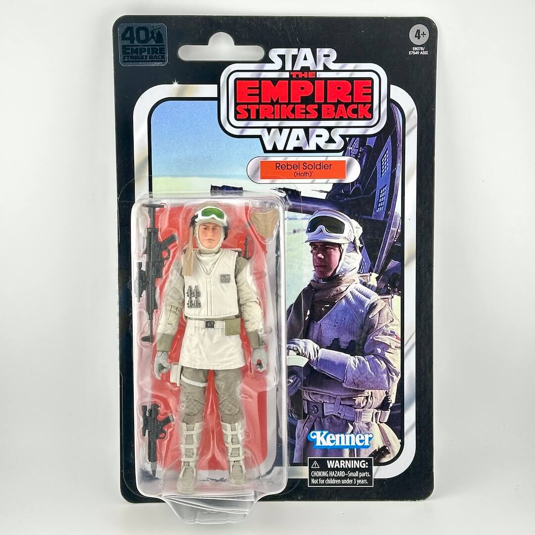 Star Wars The Empire Strikes Back Kenner action figure of Rebel Soldier, in its original retro-style carded packaging.