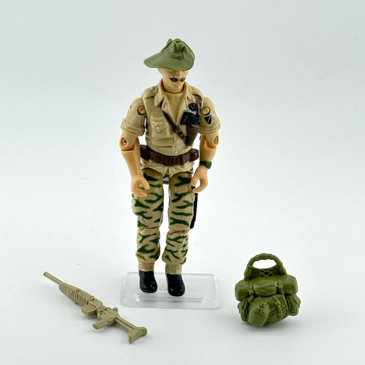 Toy soldier figure with accessories on a white background