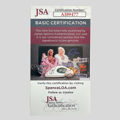 JSA certification card for a signed item with a white background