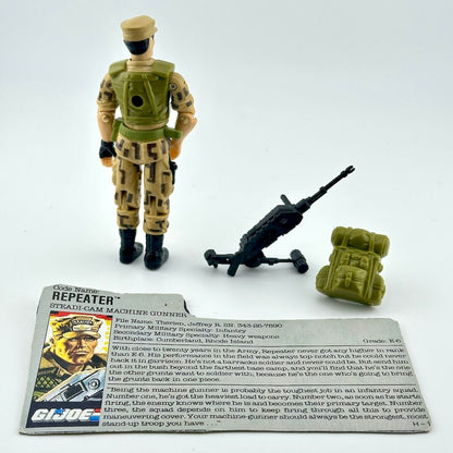 GI Joe action figure with accessories and character card on a white background