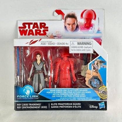 Star Wars Rey (Jedi Training) and Elite Praetorian Guard action figure set in its original blister packaging.