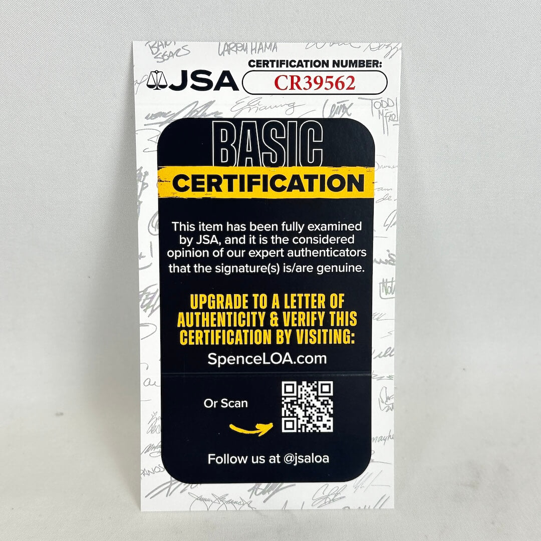 A JSA Basic Certification card with a QR code. 